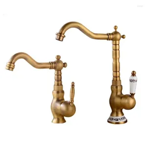 Bathroom Sink Faucets Classic Antique Brass Basin Faucet And Cold Water Mixer Tap Short Tall Type Single Handle Desk Mounted