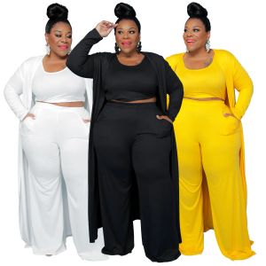 Casual Women Plus Size Tracksuits Fashion Sports Home Robe Coat Pants Three Piece Passar Kvinnokläder Stora storlekar för kvinnliga L/XL/XXL/XXXL/XXXXL