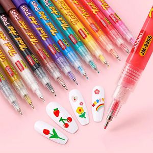 12 färg nagelkonst penna snabb torrvattentät målning graffiti akryl penna diy design abstrakt linje nagelkonst skönhetsverktyg leveranser 240129
