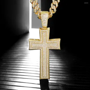 Anhänger Halsketten Bling Kreuz mit 4mm Seilkette Halskette Mode Charme Einzigartige trendige Hip Hop Schmuck Geschenk für Männer und Frauen