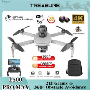 Drones L500 PRO MAX Drone 4K Profissional HD Câmera Dupla 360 Laser Evitar Obstáculos Brushless Motor GPS RC Quadcopter Mini Brinquedo YQ240211