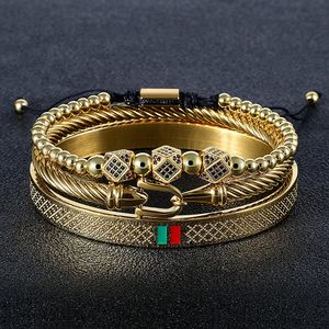 Luxury Brand Red Green Micro Zirconia Bangles Bracelets Stainless Steel Jewelry Set Men Women Cable Wire Black Bangle Lover Gift 240124