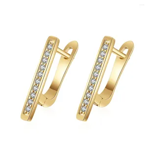 Hoopörhängen Fashion Line Square Zircon for Women Gold Color Engagement Party Gift Girl Boho Crystal smycken Tillbehör