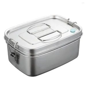 Dinnerware Stainless Stee Metal Container With Lock Clips For School Office Work And Camping Silver 1 5L
