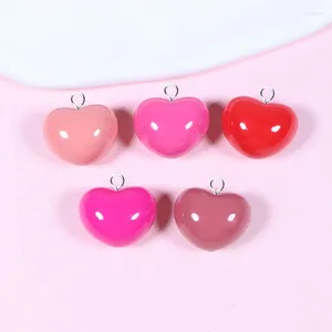 Charms 10pcs Cute Korea Glossy Love Hearts For Jewelry Making Resin Floating Pendant DIY Earrings Keychain Hairpin Crafts C1579