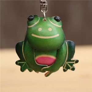 Cowhide creative handmade small frog pendant bag ornaments car keychain cute animal small frog doll gift 240122