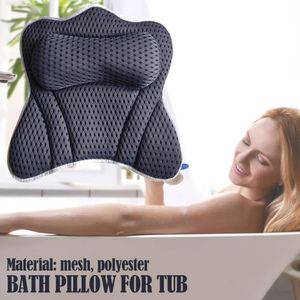 4D SPA Bath Pillow Bathtub Head Rest Pillow With 6 Powerful Suction Cups Ergonomically Breathable Skin-friendly Bathroom Accesso 240127
