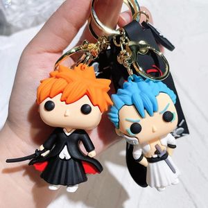 Chaveiros Japão Anime Bleach Figura Kurosaki Ichigo PVC Modelo Chaveiro Mochila Ornamento Chaveiros Carro Pingente Chave Titular Para Brinquedos Presentes