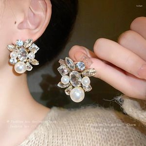 Dangle Küpeler Vintage taklit edilen İnci Küpe Muhteşem Geometrik Kristal Zarif Mücevherler Kadınlar İçin Zarif Cazibe Takı
