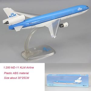 1 200 skala KLM MD11 MD-11 Airlines ABS PLASTIC AIRPLANE MODEL Toy Aircraft Plan Model Toy for Collection 240131