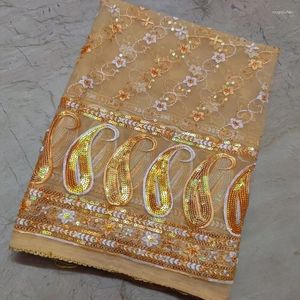 Roupas étnicas Véu Bege Exótico Dupatta Lenço Longo Lantejoulas Bordado à Mão Georgette