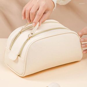 Cosmetic Bags PU Leather Travel Beauty Bag Women Handbag Makeup Case High Capacity Waterproof Men Toiletry Wash Shaving Organizer