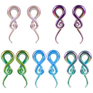 Vankula 2PCS Glass Ear Spiral Taper Weight Hanger Twist Earring Mätare Stretching Expander Piercing Body Jewelry 240130