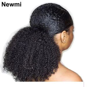 Afro Kinky Curly Pferdeschwanz Echthaar für schwarze Frauen, 3C 4A Haarteile 240130