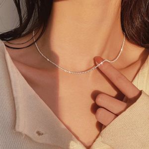 2024 Популярные сверкающие ключицы CHOKER 14K Белое золото воротниц для женщин