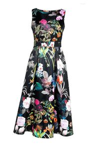 Casual Dresses MYSIMLOCHIC Fashion Women Flower Print Dress Summer Autumn Sleeveless Vest Tank A Line Midi Long Office Lady Work Wear