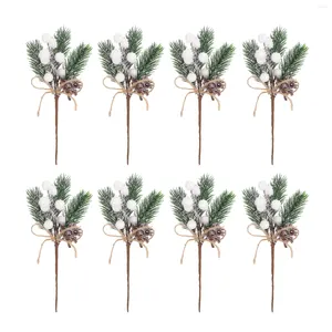 Dekoratif Çiçekler 20 PCS Noel Simülasyon Berry Pine Needle Diy Yeşil Süs Seçimleri Saplar Çelenk