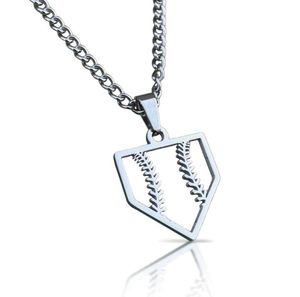 Titanium Sport Accessories Baseball Cut Out Pendant With Chain Necklace Gold Plated Stainless Steel