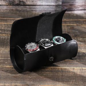 Watch Boxes Wrist Roll Case Storage Box Leather Holder Organizer Watchmaker Travel Safe Luxury Packing Pouch Mens Display Gift 3 Slot