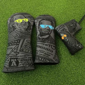 Qresident golf club #1 #3 #5 madeira headcovers motorista fairway madeiras capa de couro do plutônio alta qualidade putter cabeça cobre 240202