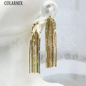 5 Pairs Gold Plated Tassel earrings Zirconia long Elegant plated Jewelry earring Women gift 30578 240122