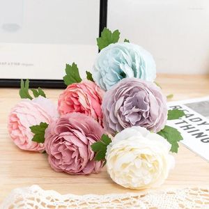 Decorative Flowers Artificial Plants Purple Pink Peony Light Blue Lily Root Home Garden Decorate