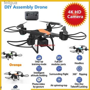 DRONS DIY Assembly WiFi FPV RC Drone med 4K Dual Camera 2.4G Intelligent Altitude Hold Remote Control Quadcopter YQ240213