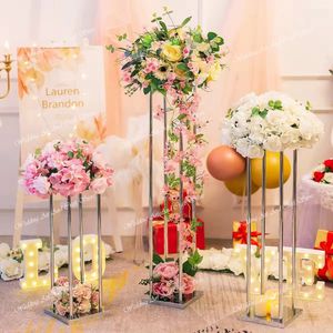 Tall Centerpieces Wedding Gold Vase Cylinder Pedestal Stands Display for Tables Metal High Vases Column Geometric Flower Stand 479