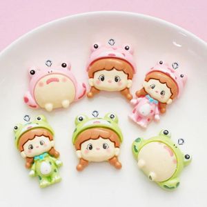 Charms 10Pcs Kawaii Frog Girl Resin For Jewelry Making Accessories DIY Handmade Earring Necklace Pendants Decoration