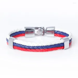 Länk armband xqni trendig mode nationell flagga rep läder för män kvinnor avslappnad flerskikt bandage charm vänskap