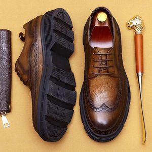 Dress Shoes Italian Style Men's Genuine Leather Handmade Classic Round Head Oxford Lace-Up Office Business Formal For Men