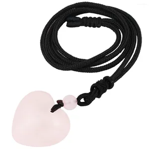 Collane con ciondolo Collana con quarzo rosa naturale Guarigione Reiki Amore Cuore Pietra di cristallo con cordone regolabile Coppia di gioielli unisex