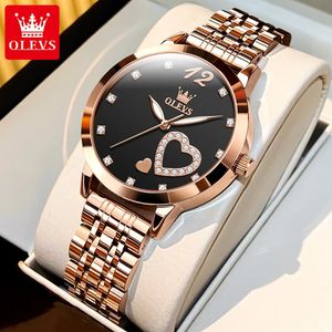 Olevs 5189 luksusowy kwarc zegarek dla kobiet wodoodpornych światła zegarki ze stali nierdzewnej Watche Serce Kształt serca Prosty zegar ręczny 240202