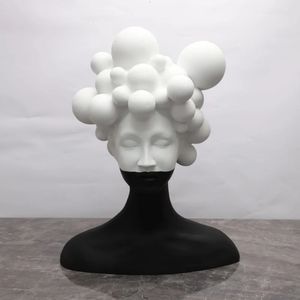 Figura de arte minimalista moderna escultura ornamentos de resina modelo sala de estar criativo preto e branco menina decorações macias 240131
