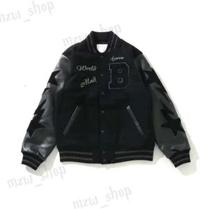 Designer Men Jacket Sport Jackets Loose Varsity Jacket Bapes Flocking Leather Long Sleeves Baseball Coat Uniform Jacket Single Breasted Warm Jackets 913