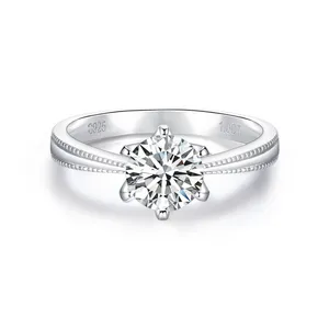 Ring aus S925-Silber-Moissanit-Stein, 1,0 Karat, Güteklasse D, für Verlobung und Hochzeit