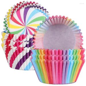 Moldes de cozimento 200 pcs colorido cupcake forro muffin copos bandeja caso bolo ferramentas de decoração suprimentos