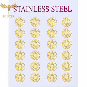スタッドイヤリング美しいマルチペタル花の幾何学パターンデザインゴールドメッキステンレス鋼スタッドセット女性ジュエリー卸売