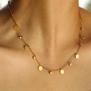 Catene Daity Paillettes Collana girocollo Pietra zirconi pendenti Catena clavicola Gioielli al collo per le donne Regalo di compleanno