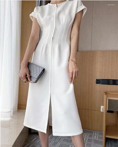 Party Dresses Summer Women Solid Color Elegant Vestidos White Bodycon Work Office Lady Female Slim Dress