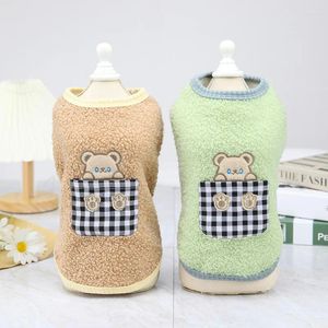 Dog Apparel Pet Clothing Autumn Winter Padded Coat Thickened To Keep Warm Cold Pocket Bear Pattern Design Cotton Vest