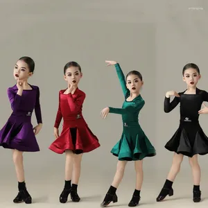 Sahne Giyim 4 Renk Ulusal Standart Balo Salonu Dans Elbiseleri Kızlar Latin Performans Elbise Samba Giysileri DWY9648