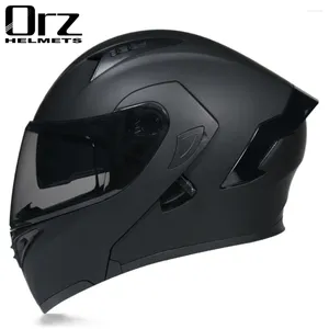 Motorcykelhjälmar Professionell racinghjälm Dot ECE Godkänd Vänd Motocross Casco Moto Modular Full Face Double Lens Casque Safety