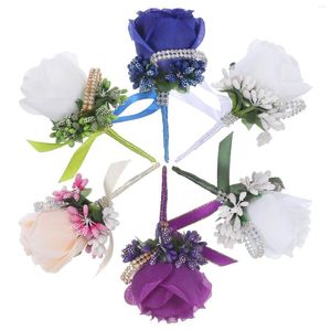 Dekorative Blumen Hochzeitsstrauß Corsage Fake Rosen Berry Strass Boutonniere Dekor Künstliche Blumen Corsagen Braut