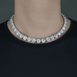 Moissanite Hip Hop Jewelry 6.5mm Tennis Chain 925 Silver and 10k Solid Gold Vvs Diamond Heart Tennis Necklace