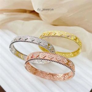 luxury designervan fourleaf clover bracelet signature kaleidoscope threecolor gold diamond bangle for women valentines jewelry