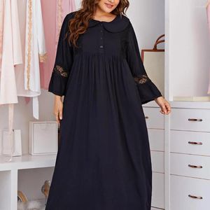 Women's Sleepwear Oversize Nightdress Black Homewear Women Sexy 3Xl 4Xl Nightgown Long Sleeve Nightwear Lace Trim Loungewear