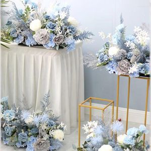 装飾花ブルーシリーズカスタマイズされた結婚式の背景エルレストランと講堂のアレンジメントバンケット通路の床の花
