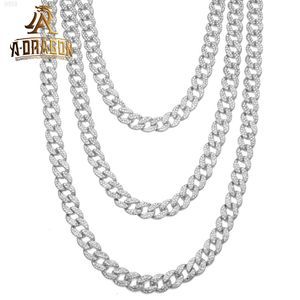 Wholesale Price 20mm Moissanite Cuban Chain Fancy Jewelry Round Brilliant Cut Diamond Gold Plated 925 Silver Cuban Link Necklace