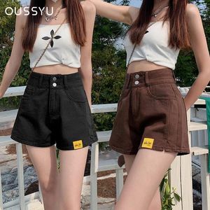 Frauen Shorts Sommer Frau Denim Breite Beine Hohe Taille Kurze Jeans Schwarz Kaffee Casual Lose Fit Weibliche Bermuda